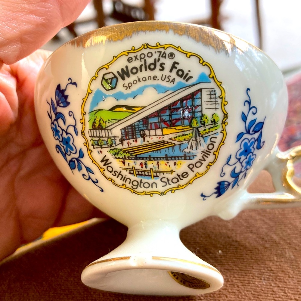 World’s Fair Expo 1974 Spokane porcelain tea cup. Washington state pavilion